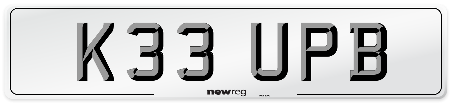 K33 UPB Number Plate from New Reg